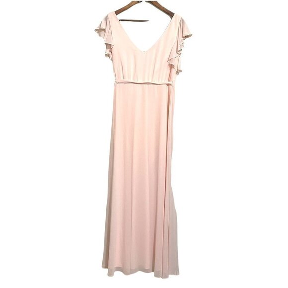Levkoff Women's NWOT Pink Chiffon Sleeveless A-Line Wrap Maxi Dress Gown Size 12 - Picture 10 of 10